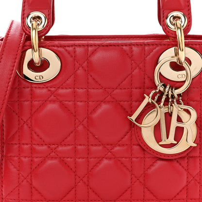 Christian Dior Lambskin Cannage Mini Lady Dior Red 7 of 10