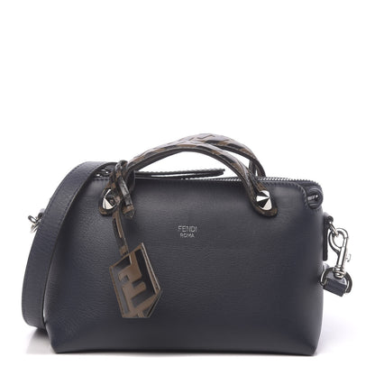Fendi Vitello Dolce Bi-Color FF 1974 Embossed Mini By The Way Boston Bag Midnight Maya Black 1 of 10