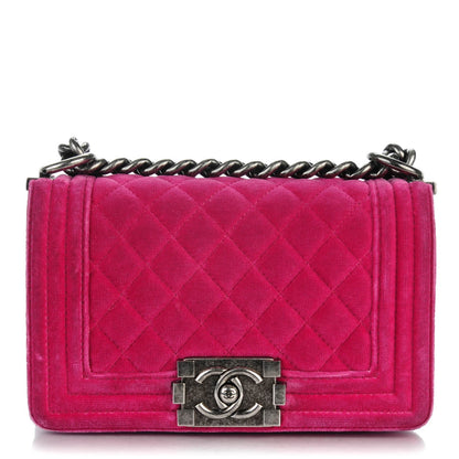 Chanel Velvet Quilted Small Boy Flap Pink 1 of 8