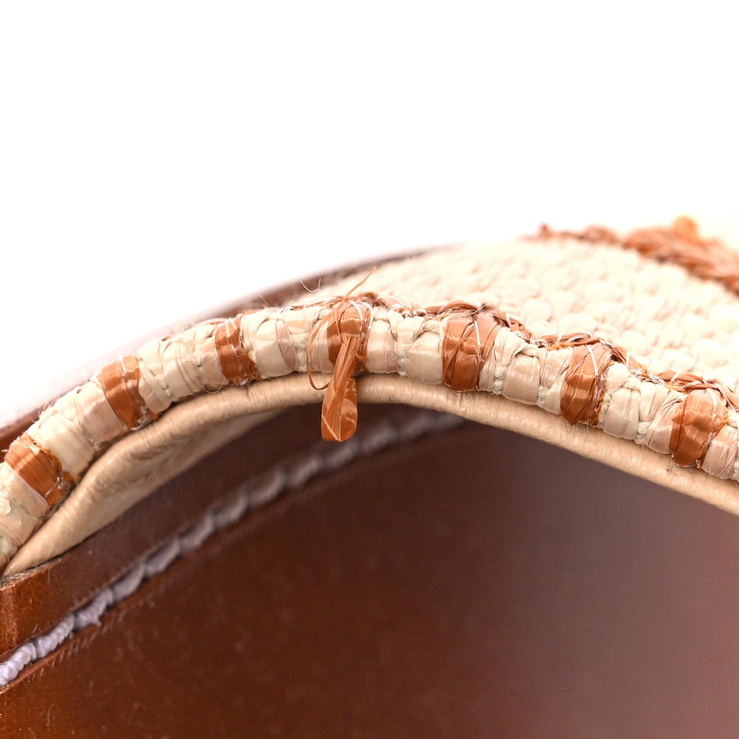 Raffia Calfskin Monogram Lock It Flat Mules 36.5 Cognac Brown