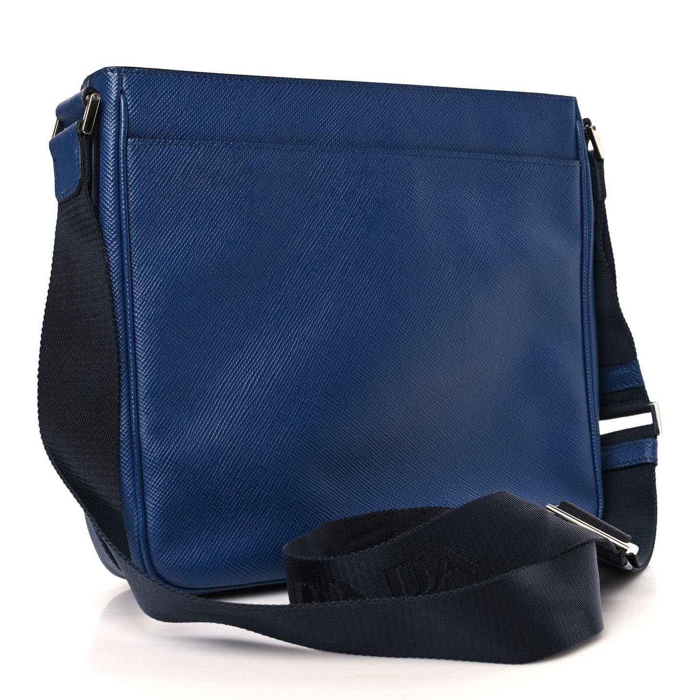 Saffiano Cuir Flat Messenger Bag Bluette