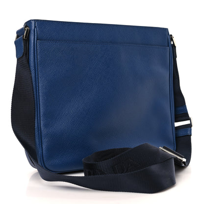 Prada Saffiano Cuir Flat Messenger Bag Bluette 3 of 8