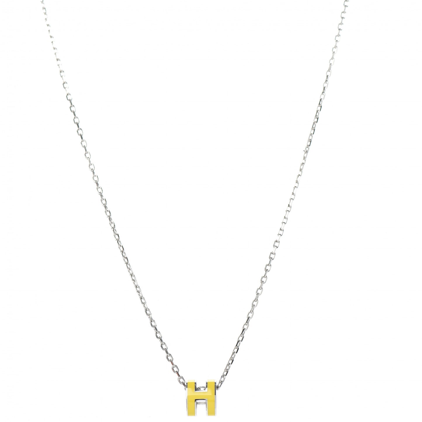 Lacquered Palladium Mini Pop H Pendant Necklace Jaune Sature