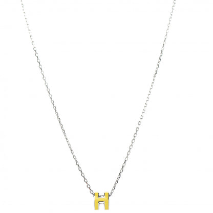 Hermes Lacquered Palladium Mini Pop H Pendant Necklace Jaune Sature 1 of 6