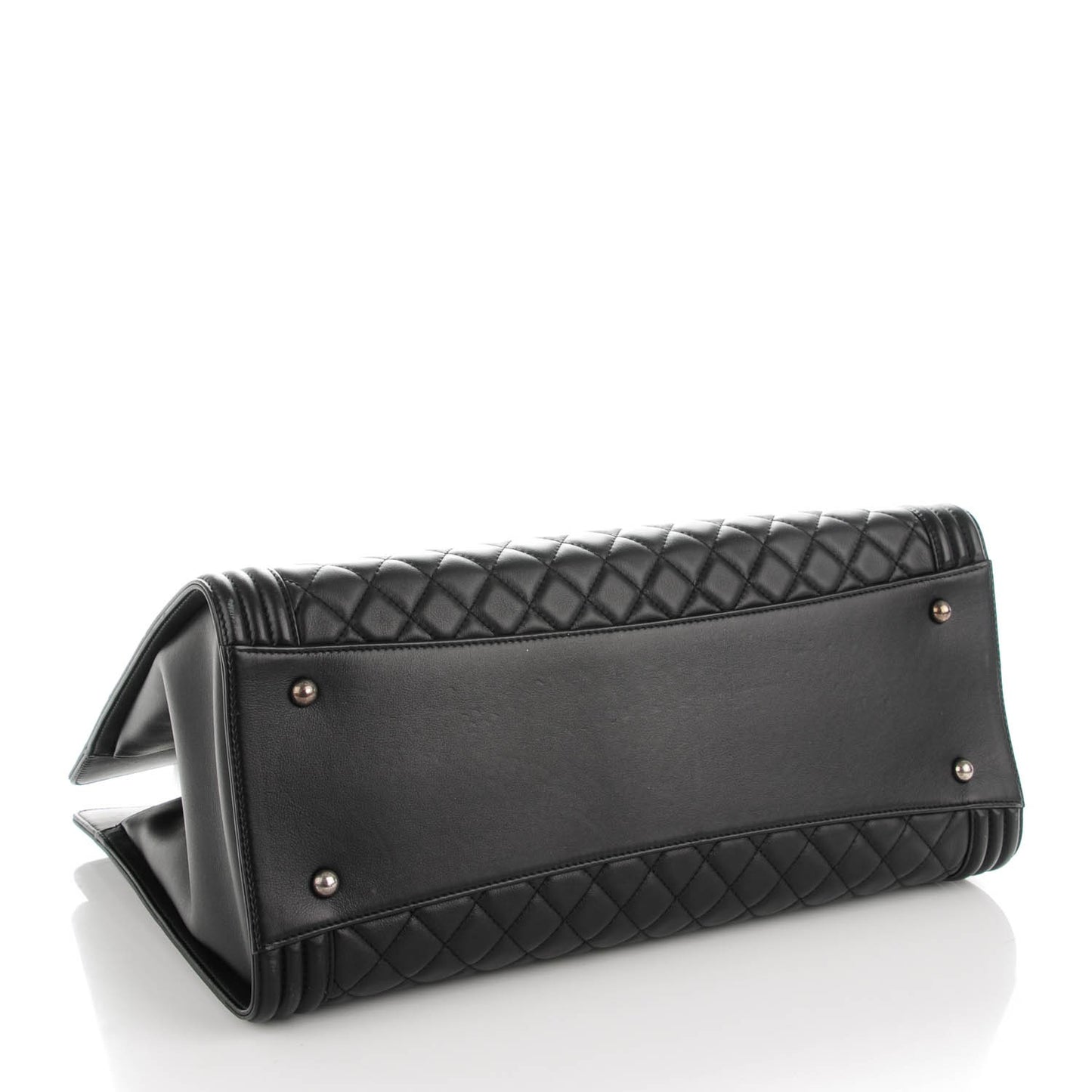 Lambskin Quilted Boy Shopping Tote Black