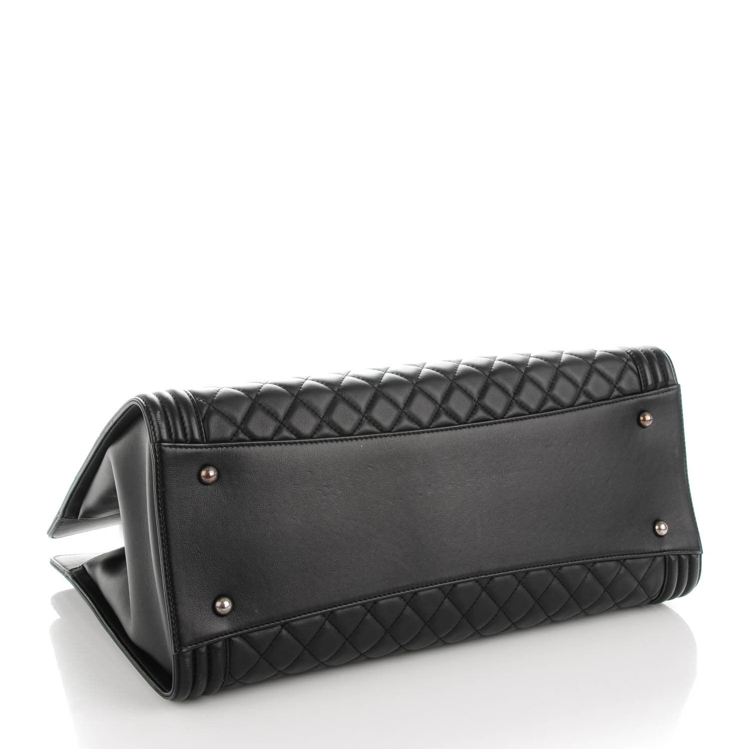 Chanel Lambskin Quilted Boy Shopping Tote Black 4 of 8