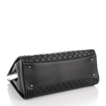 Chanel Lambskin Quilted Boy Shopping Tote Black 4 of 8