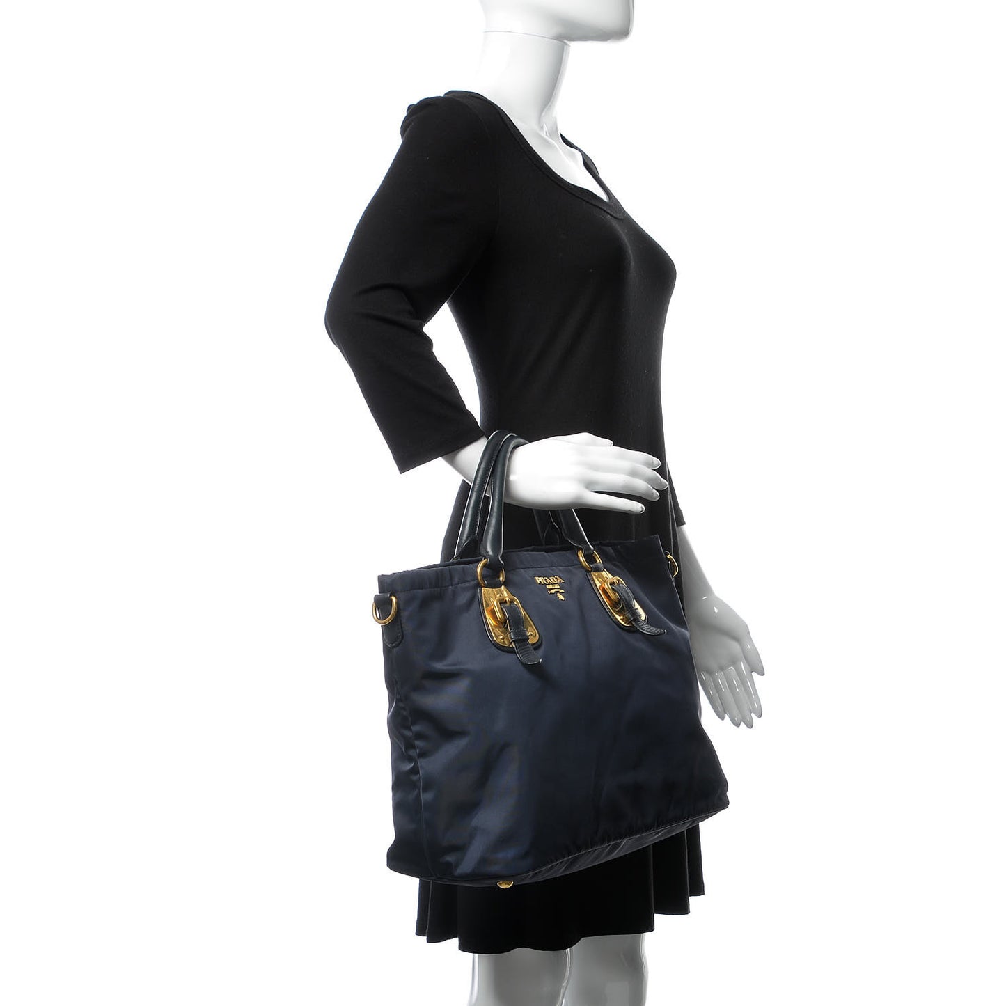 Tessuto Nylon Soft Calf Tote Blue