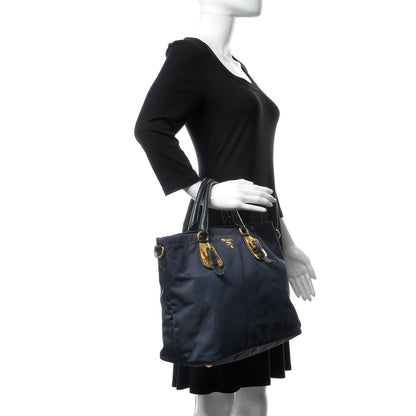 Prada Tessuto Nylon Soft Calf Tote Blue 2 of 8