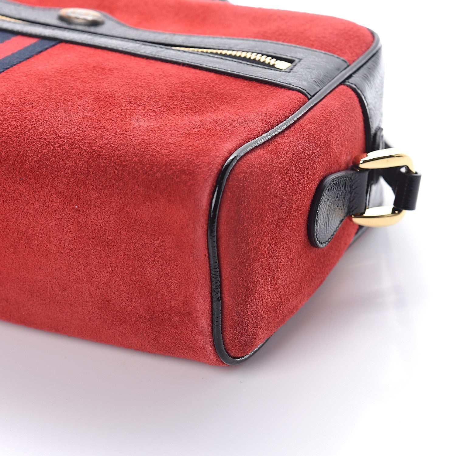 Gucci Suede Patent Web Small Ophidia Shoulder Bag Hibiscus Red Black 8 of 8
