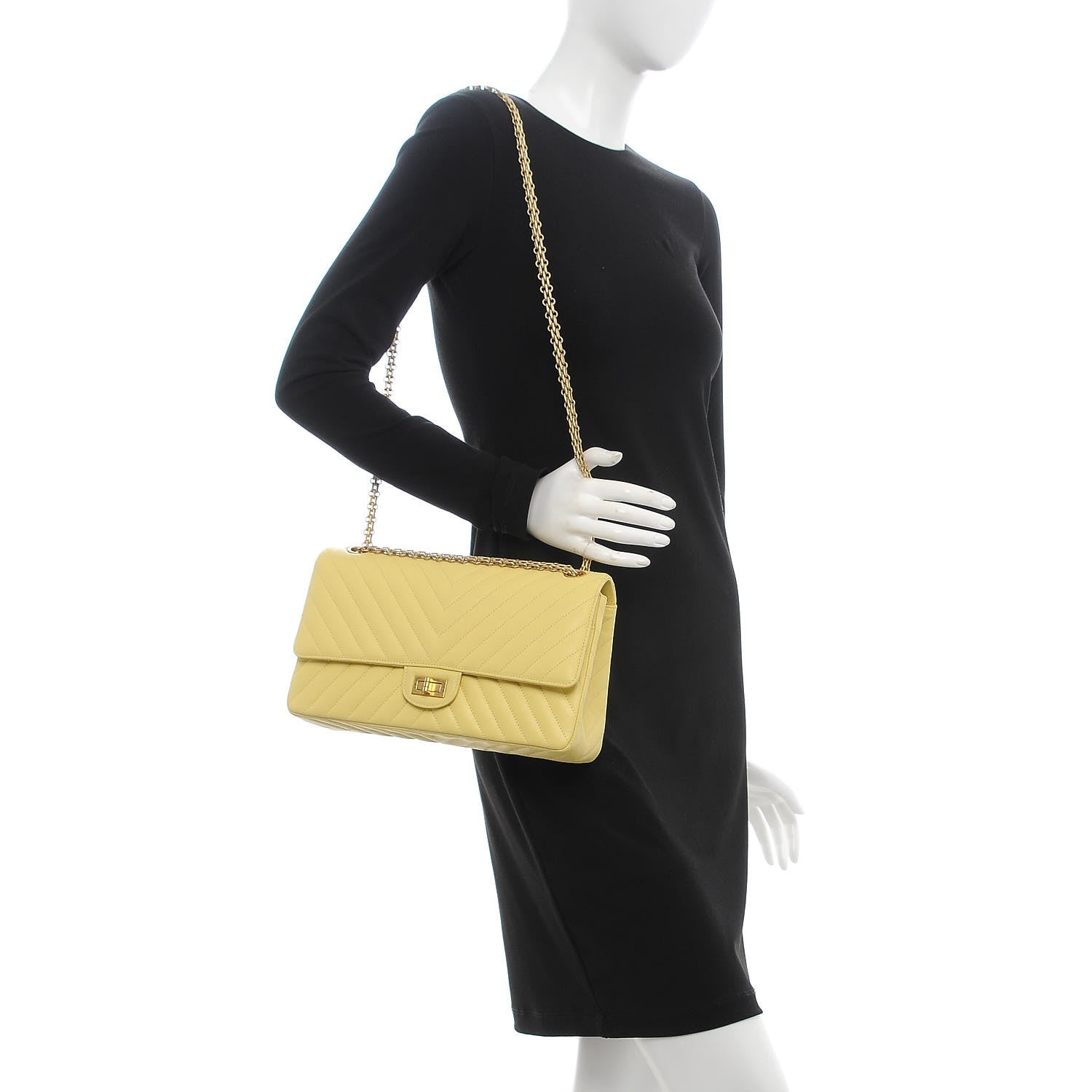 Chanel Sheepskin Chevron Quilted 2.55 Reissue 226 Flap Yellow 2 of 9