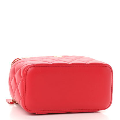 Chanel Lambskin Quilted Pearl Crush Small Vanity Case With Chain Red 4 of 9