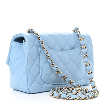 Chanel Lambskin Quilted Mini Rectangular Flap Light Blue 3 of 10