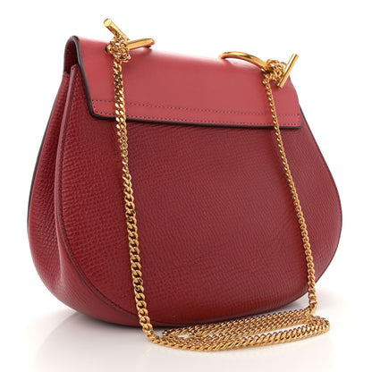 Chloe Grained Calfskin Lambskin Bi-Color Drew Shoulder Bag Red 3 of 11