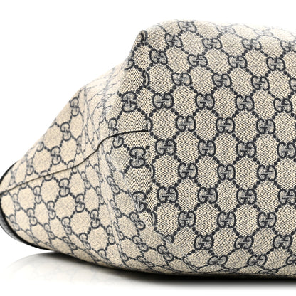 Gucci GG Supreme Monogram Textured Calfskin Web Medium Ophidia Shopping Tote Beige Blue 9 of 10