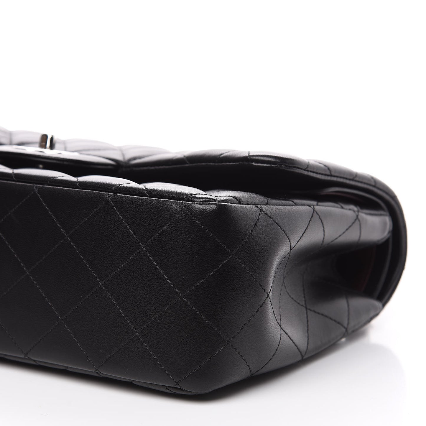 Lambskin Quilted Jumbo Double Flap Black
