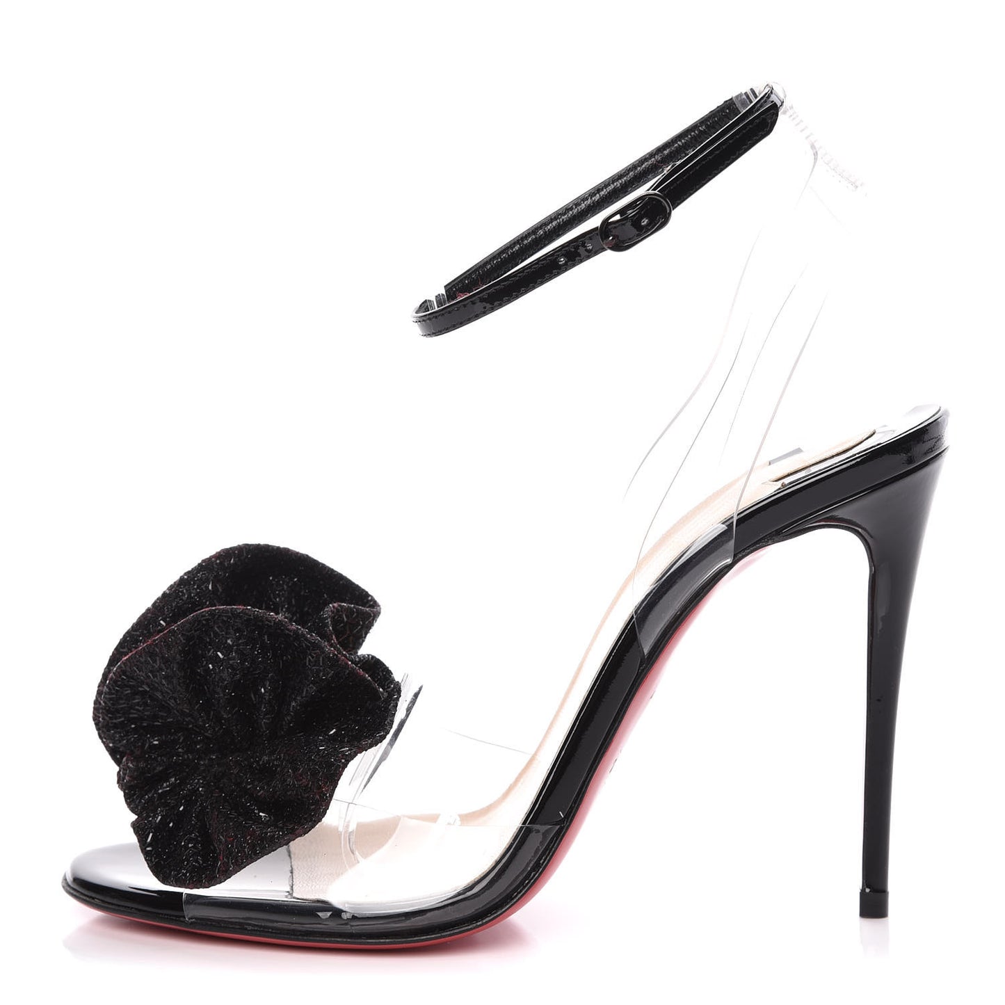 Metallic Calfskin Glitter Tonic PVC Fossiliza 100 Sandals 36 Black