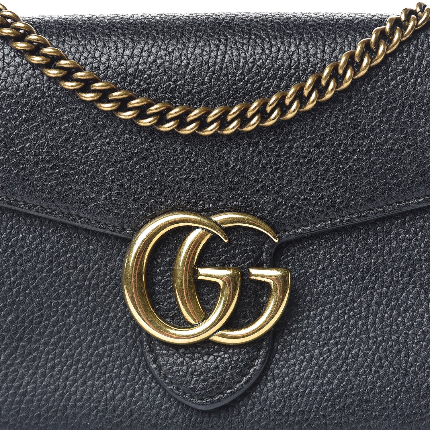 Gucci Calfskin GG Marmont Chain Wallet Black 12 of 16