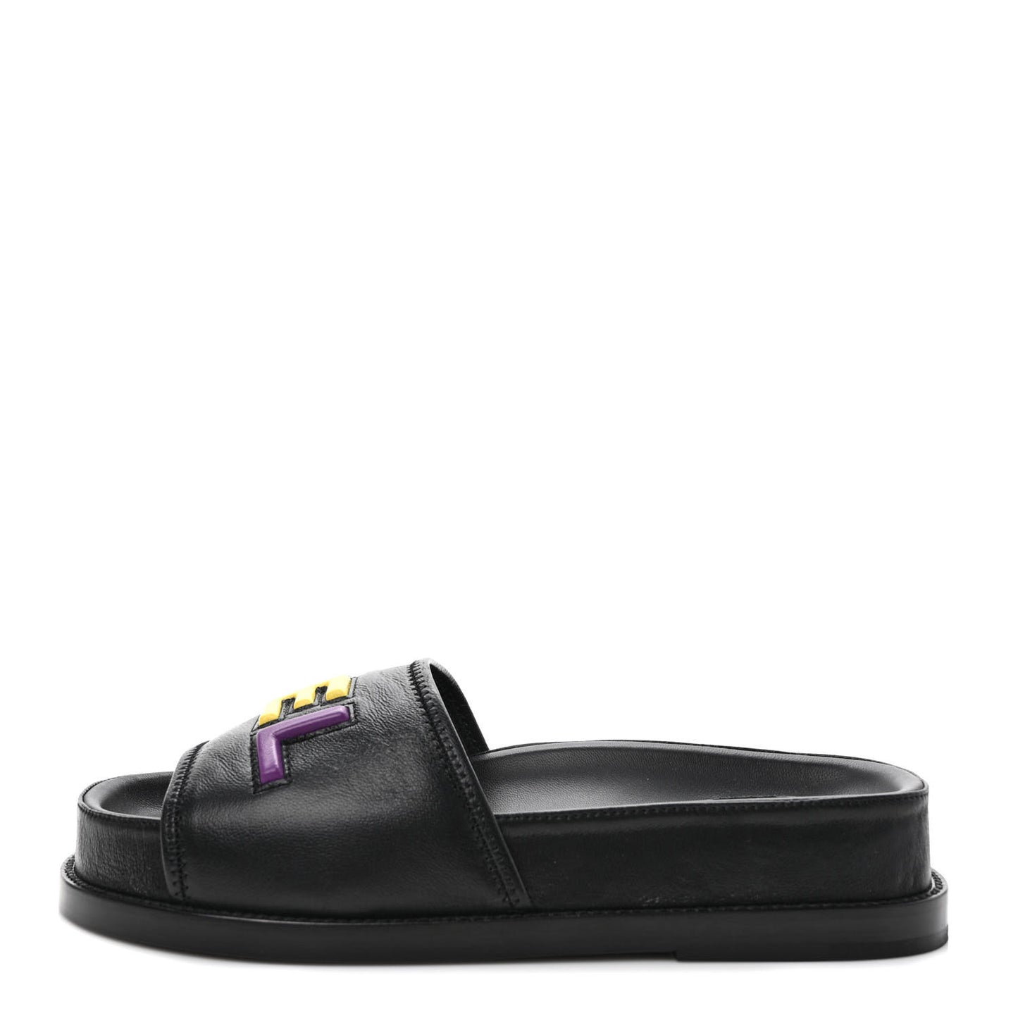 Lambskin Cha-Nel Mule Sandals 37.5 Black Multicolor