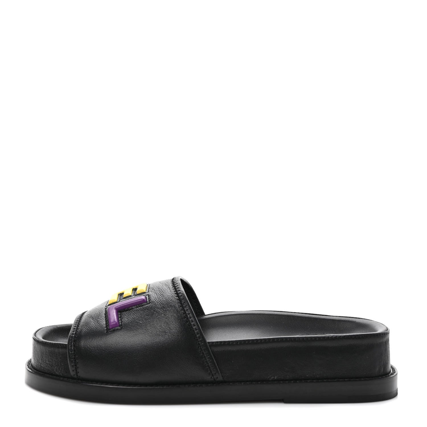 Chanel Lambskin Cha-Nel Mule Sandals 37.5 Black Multicolor 1 of 10