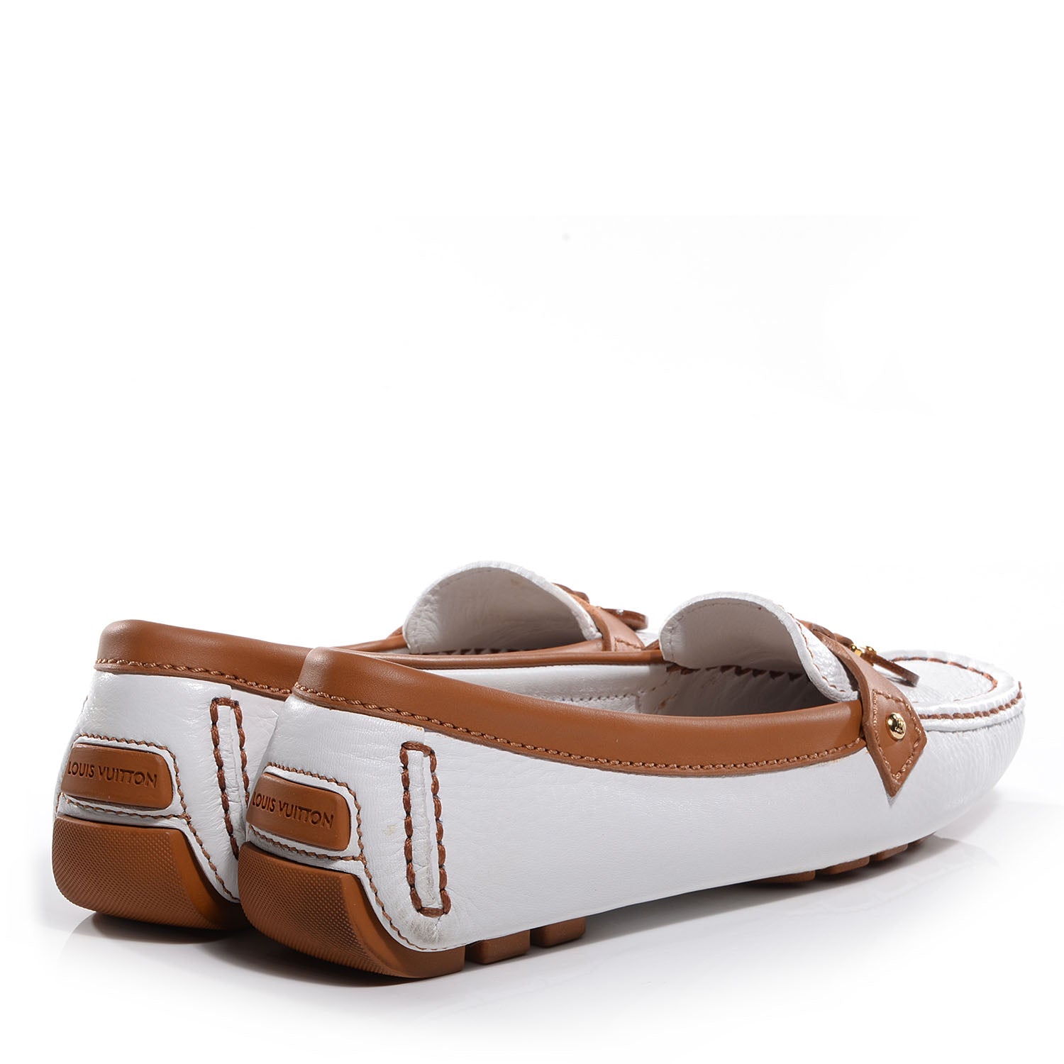 Louis Vuitton Leather Oxford Loafers 38.5 Cognac White 4 of 7