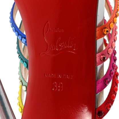 Christian Louboutin Specchio Calfskin Crystal Marthastrass 100 Slide Sandals 39 Silver Multicolor 7 of 8