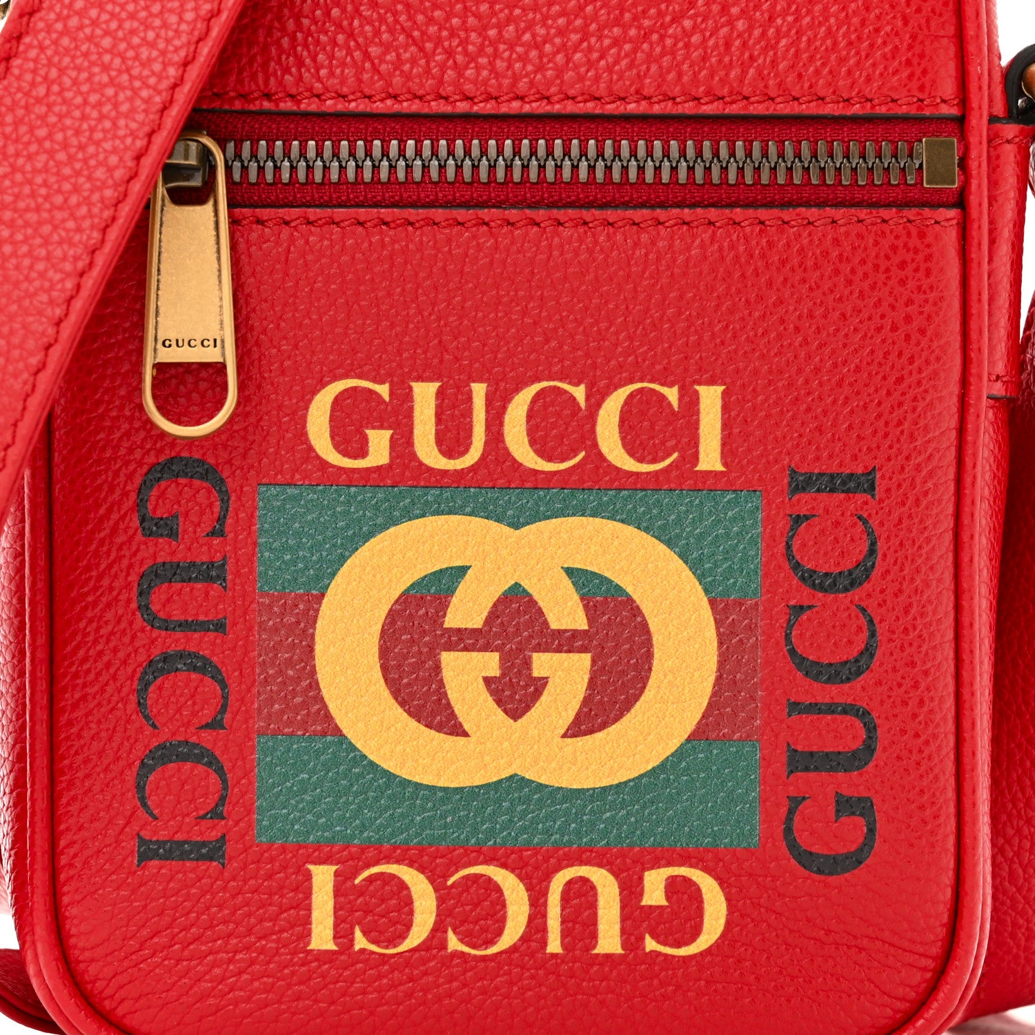 Gucci Dollar Calfskin Logo Mini Messenger Bag Hibiscus Red Yellow Green 8 of 10