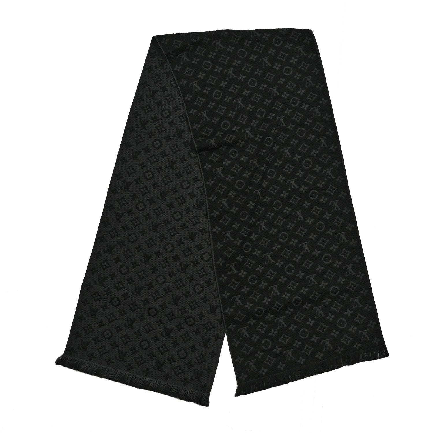 Louis Vuitton Wool Monogram Classic Scarf Black 2 of 3