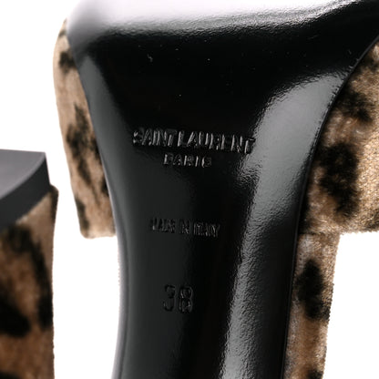 Saint Laurent Velvet Leopard Print Gippy 105 Sandals 38 Brown 6 of 9