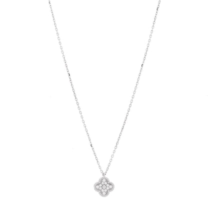 Van Cleef & Arpels 18K White Gold Diamond Sweet Alhambra Pendant Necklace 1 of 7