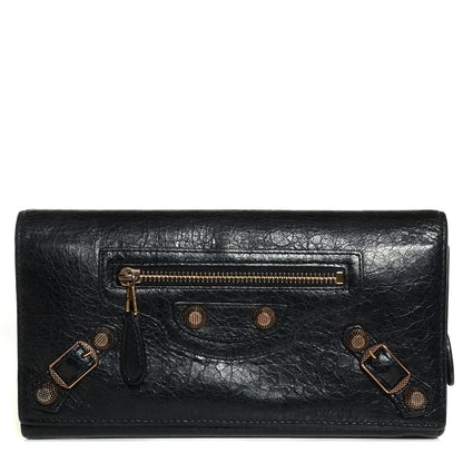 Balenciaga Agneau Giant 12 Rose Gold Hardware Money Wallet Black 1 of 8