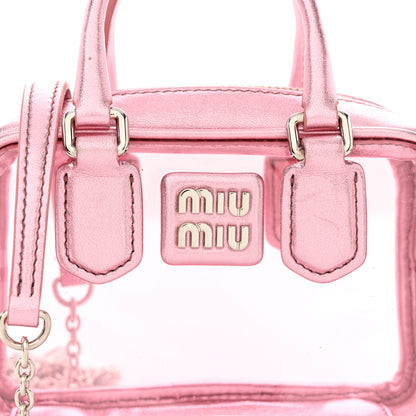 Miu Miu Metallic Nappa Plexi Vinyl Mini Top Handle Crossbody Rosa Mordore 8 of 10