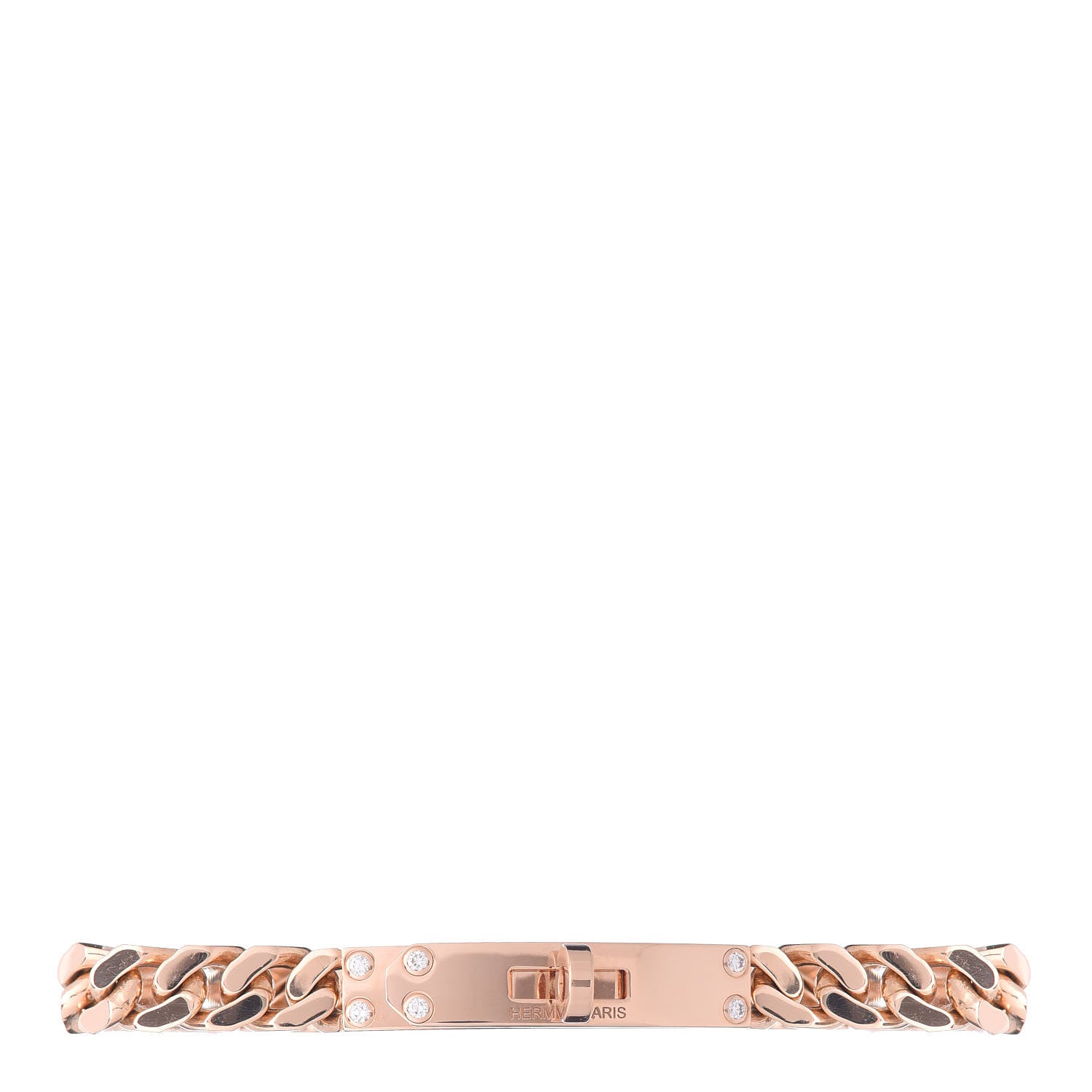 Hermes 18K Rose Gold Diamond PM Kelly Chaine Bracelet SH 1 of 4