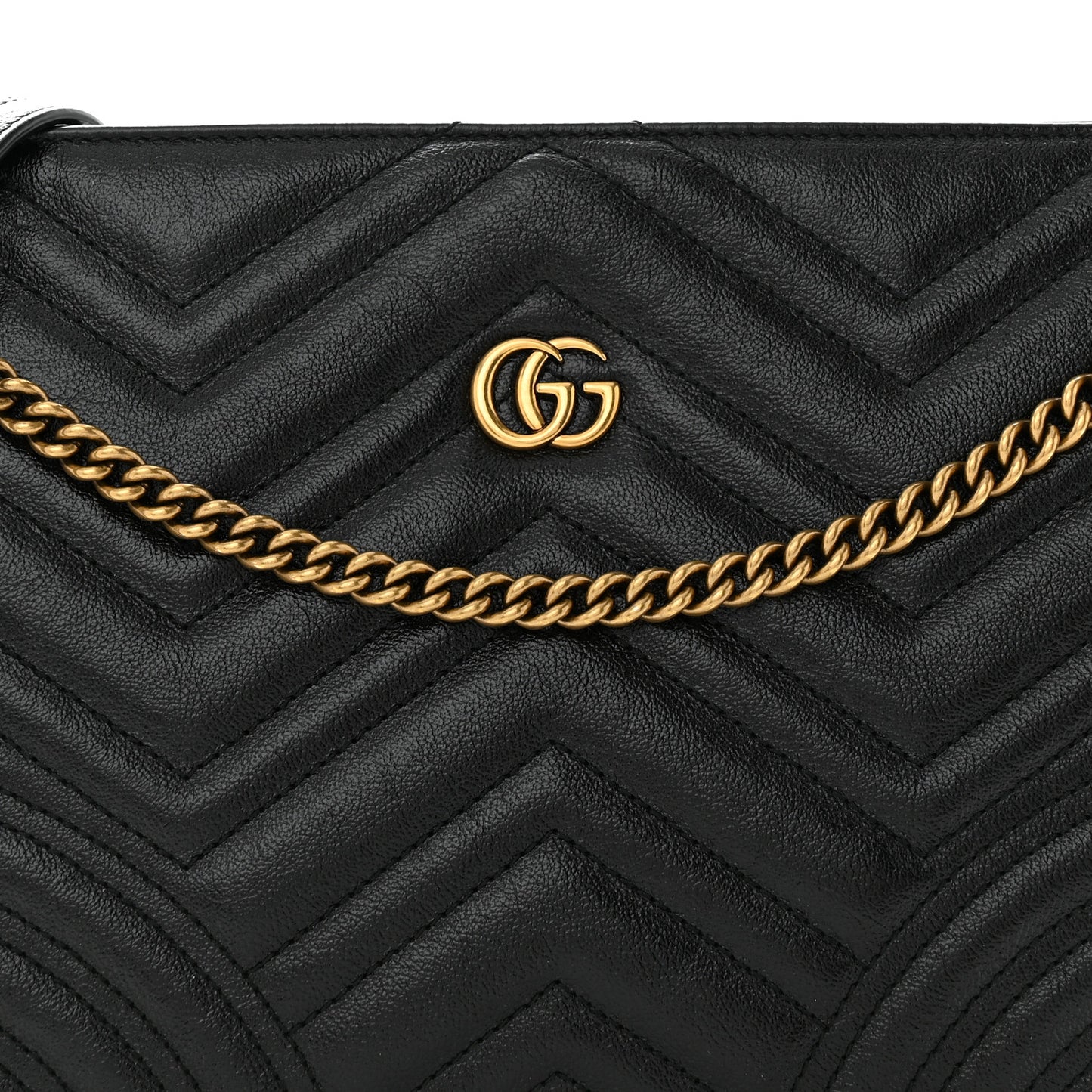 Azalea Calfskin Matelasse Heart Medium GG Marmont Slim Shoulder Bag Black