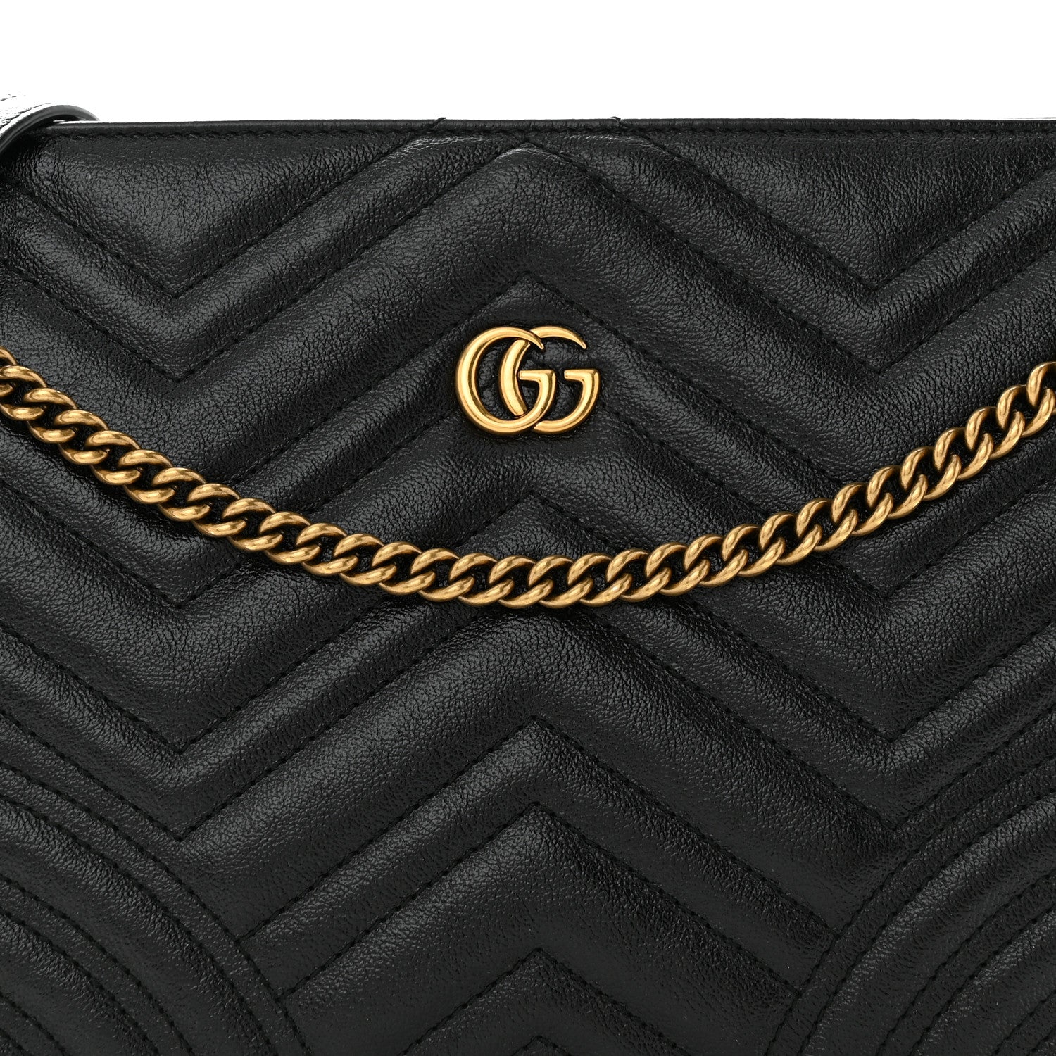 Gucci Azalea Calfskin Matelasse Heart Medium GG Marmont Slim Shoulder Bag Black 8 of 12