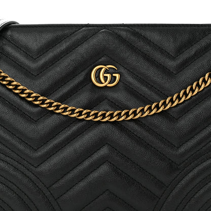Gucci Azalea Calfskin Matelasse Heart Medium GG Marmont Slim Shoulder Bag Black 8 of 12