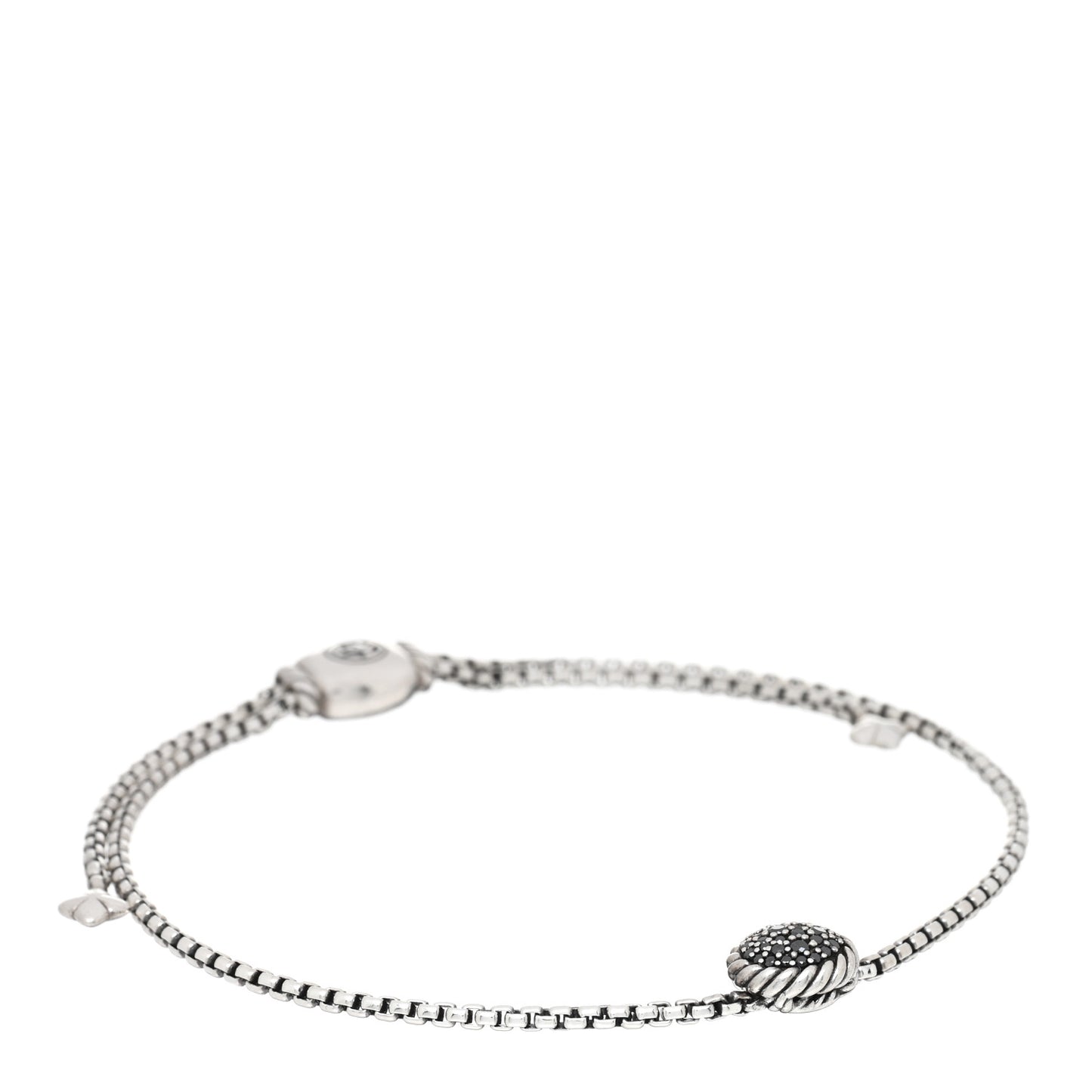 Sterling Silver Black Diamond 9mm Chatelaine Petite Pave Bracelet