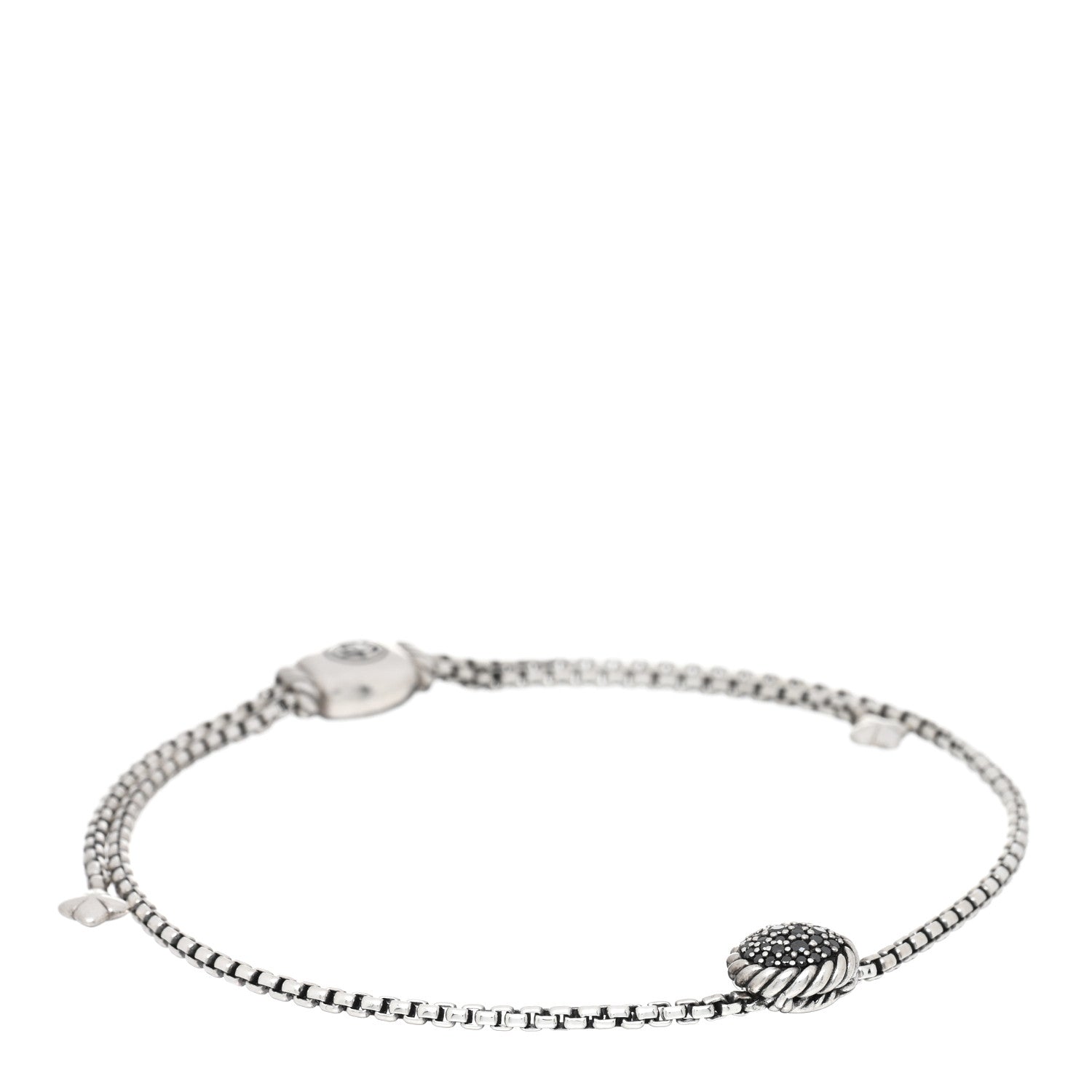 David Yurman Sterling Silver Black Diamond 9mm Chatelaine Petite Pave Bracelet 1 of 3