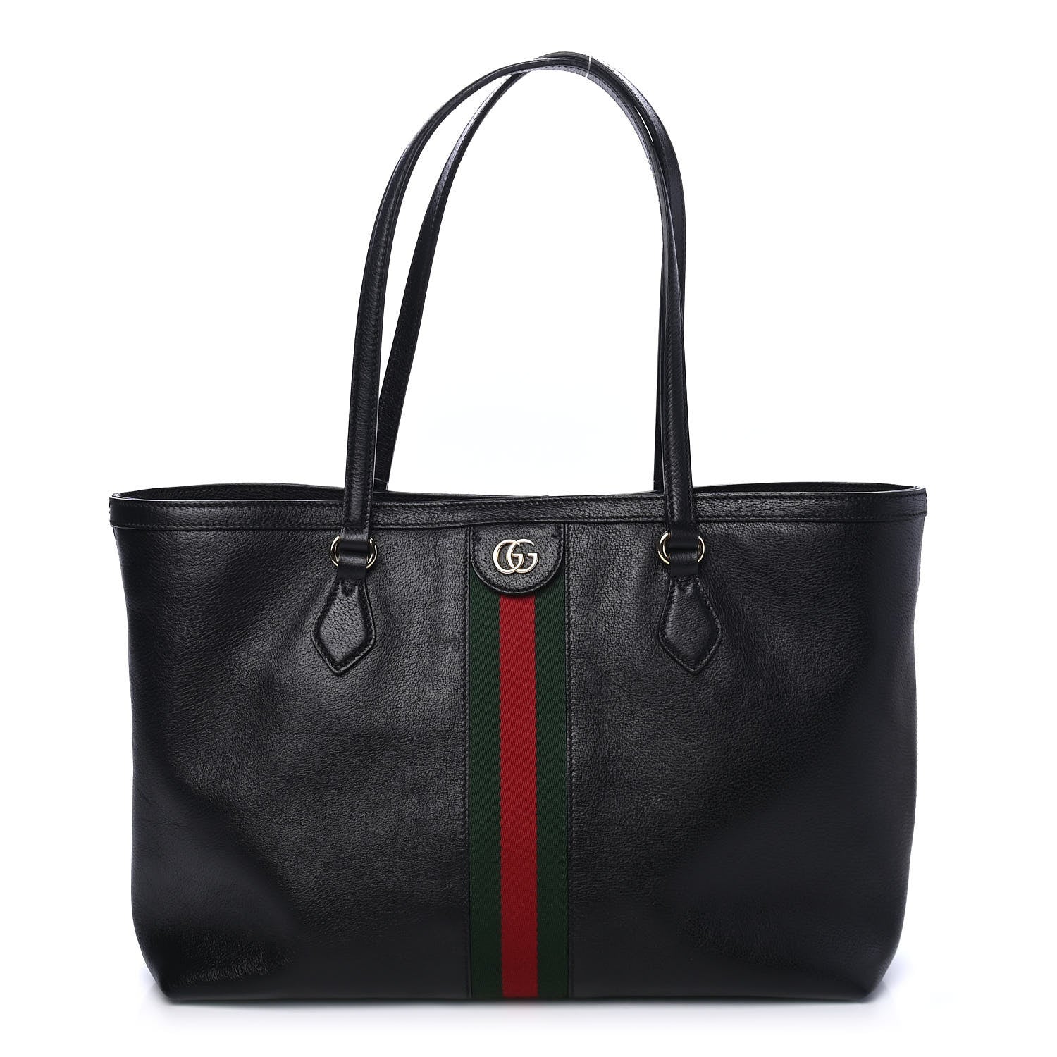 Gucci Textured Calfskin Web Medium Ophidia Shopping Tote Black 1 of 4