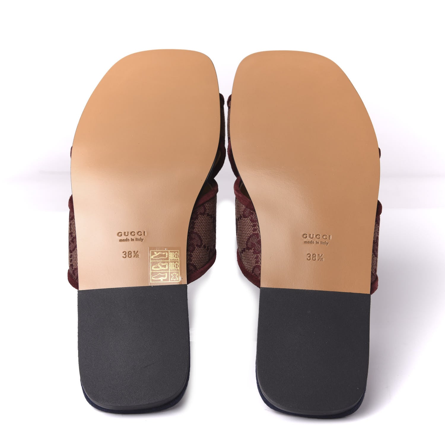 Gucci Canvas GG Monogram Womens Criss Cross Slide Sandals 38.5 Sahara Rubino Chardonnay 5 of 9