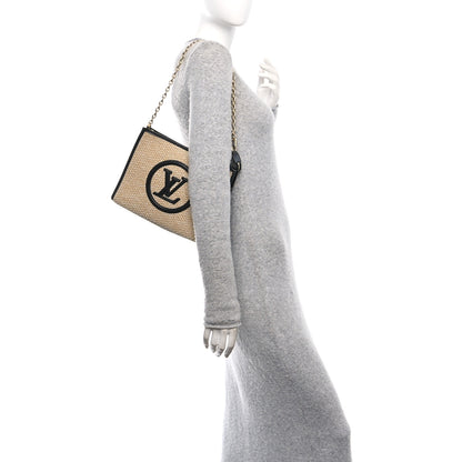 Louis Vuitton Raffia Calfskin Monogram Giant Pouch 2 of 10