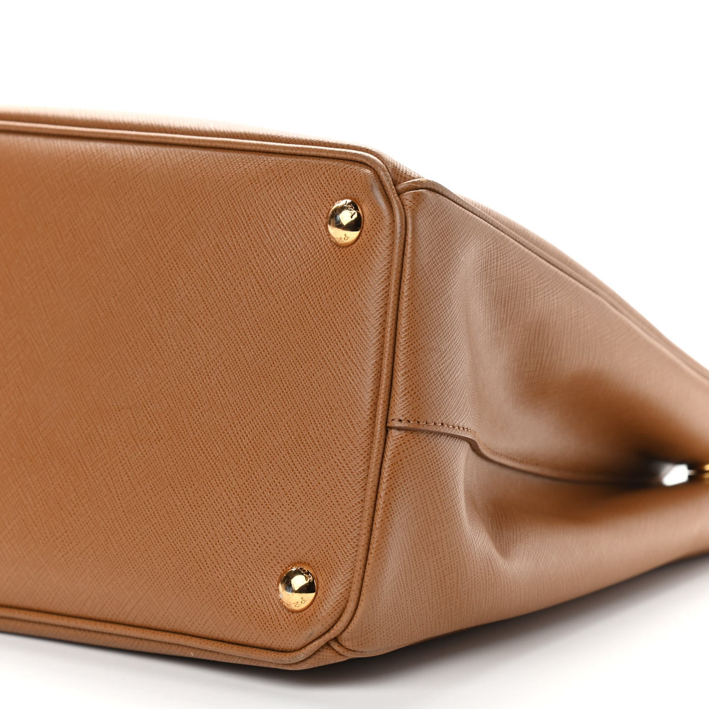 Saffiano Lux Medium Double Zip Tote Caramel