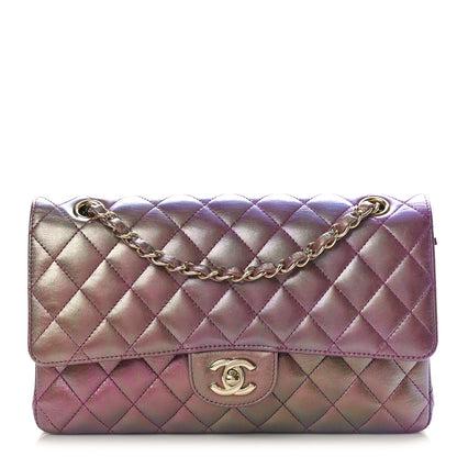 Chanel Iridescent Lambskin Quilted Medium Double Flap Purple 1 of 10