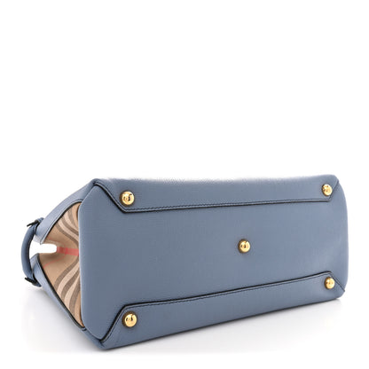 Burberry Derby Calfskin House Check Medium Banner Tote Slate Blue 4 of 10