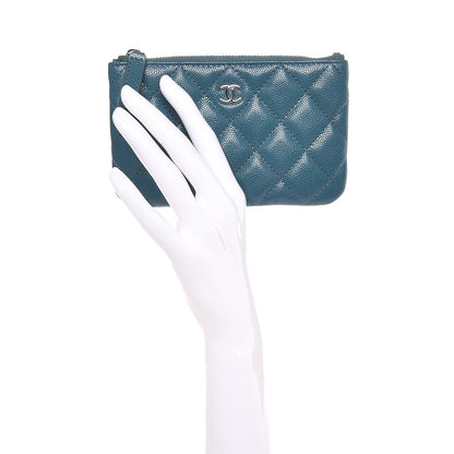Chanel Caviar Quilted Small Cosmetic Case Dark Turquoise 2 of 8