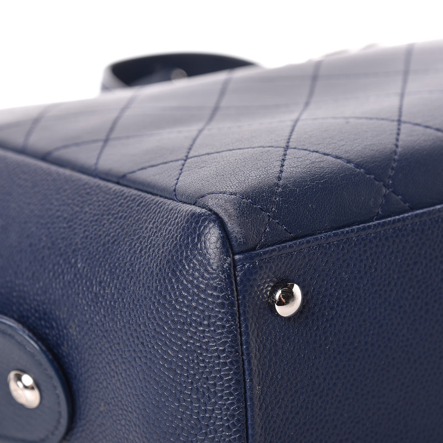 Chanel Grained Calfskin Stitched Large Magnetic Shopping Tote Blue 11 of 14