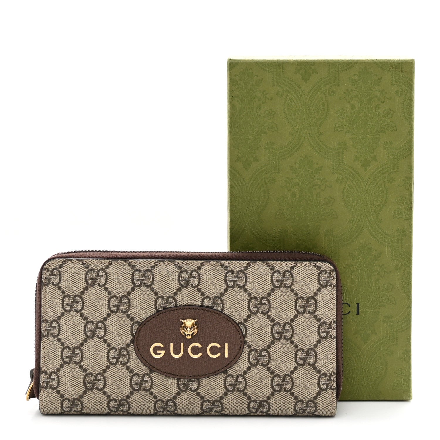 Gucci GG Supreme Monogram Neo Vintage Zip Around Wallet Beige Crop New Acero Acero 8 of 8