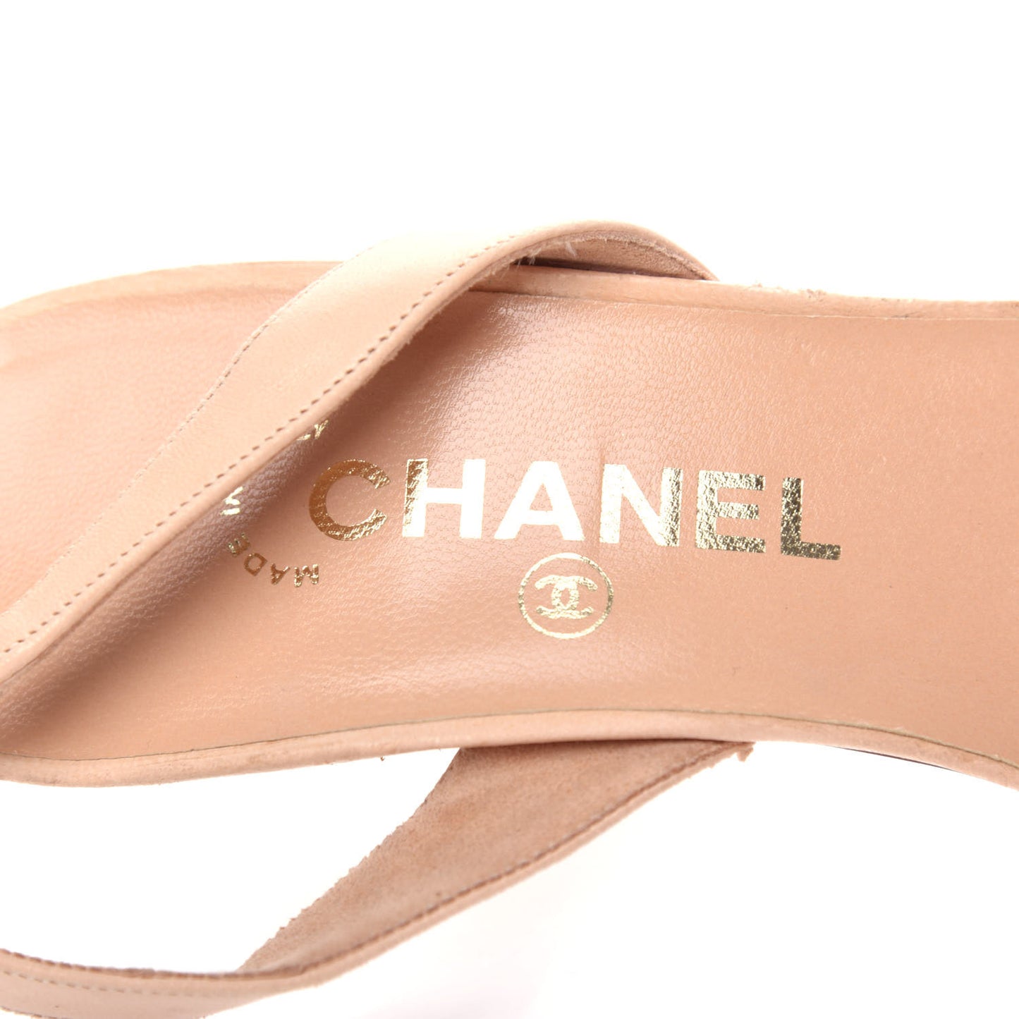 Lambskin Logo Slingback Sandals 39.5 Beige