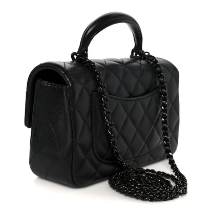 Chanel Lambskin Quilted Mini Top Handle Rectangular Flap So Black 3 of 12