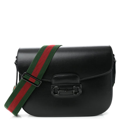 Gucci Azalea Calfskin Web Monochrome Horsebit 1955 Shoulder Bag Black 1 of 11